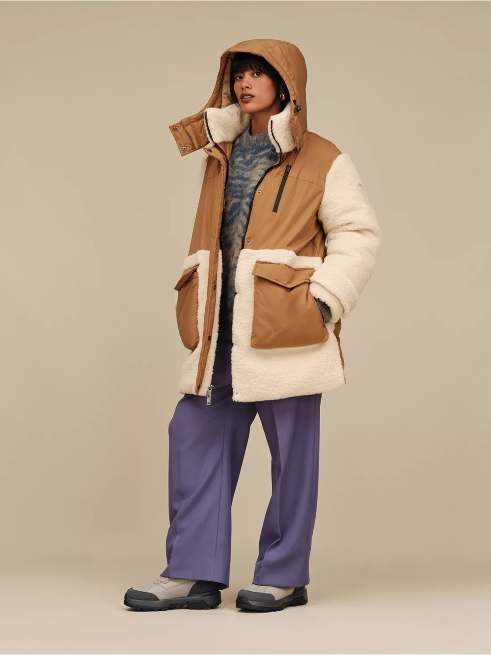 NEW never worn UGG Kaysin Down Parka — Chestnut & cream
